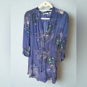 Babaton Silk Floral Dress | Navy Print Mini | 100% Silk